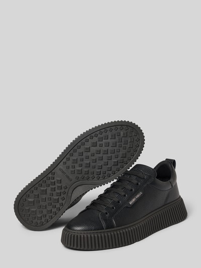 Produktfoto, Sneaker aus Leder Modell 'HOPPER' van Antony Morato in zwart met afgeronde punt, vetersluiting, labeldetail, hakhoogte maat 44: 5 cm, schachthoogte maat 44: 8 cm, schachtbreedte maat 44: 7 cm, voor heren