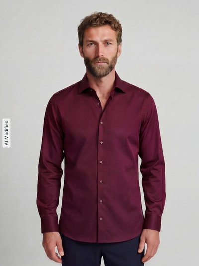 Seidensticker Slim Fit Businesshemd aus reiner Baumwolle Bordeaux 4