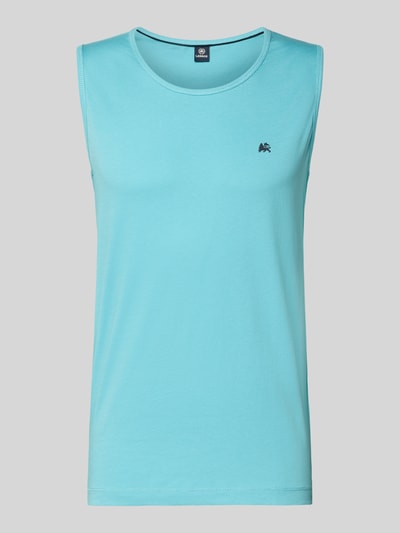 Produktfoto, Tanktop mit Rundhalsausschnitt und Logo-Print von Lerros in Hellblau, Reine Baumwolle, Regular-Fit, Rückenlänge bei Größe M 69 cm