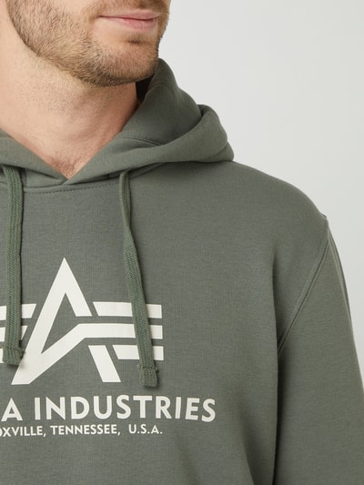 Alpha Industries Bluza z kapturem z nadrukiem z logo Ciemnozielony 3