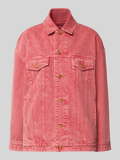 Produktfoto, Oversized Jeansjacke mit borstzakken van MICHAEL Michael Kors in roze, puur katoen, platte kraag, knoopsluiting, denimtextuur