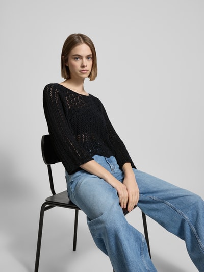 Only Cropped Strickpullover mit Baumwoll-Anteil Modell 'NOLA' Black 3