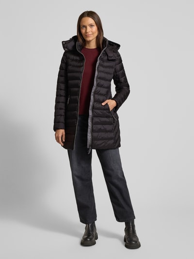 Fuchs Schmitt Płaszcz pikowany o kroju regular fit z kapturem Czarny 1