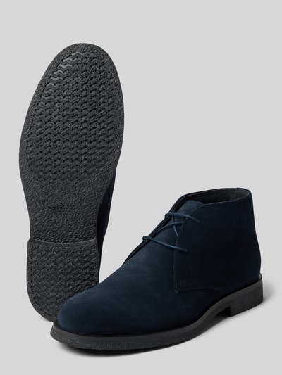 Produktfoto, Boots mit Schnürverschluss Modell 'SAHARO' von Geox in Dunkelblau, abgerundete Form, strukturierte Sohle, Herren Schuh