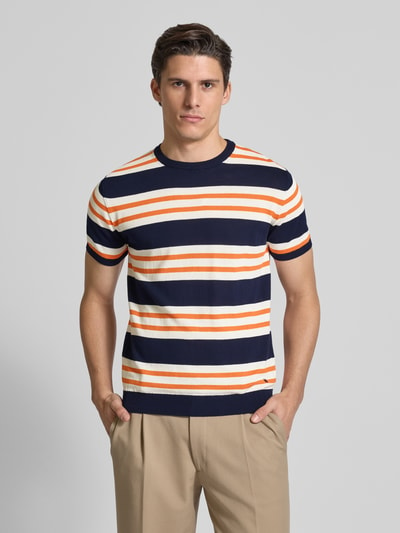 Manuel Ritz T-Shirt mit geripptem Rundhalsausschnitt Orange 4