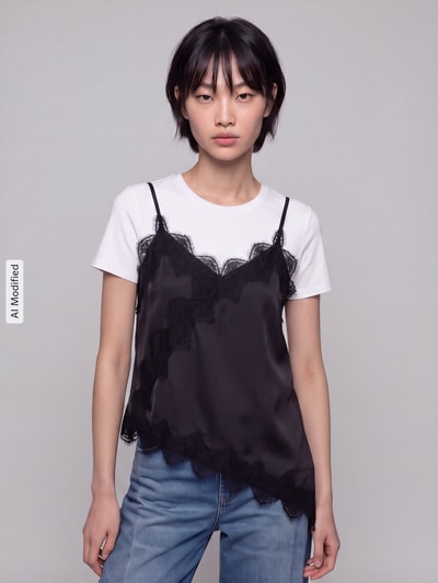 PIECES Blusentop mit asymmetrischem Saum Black 4