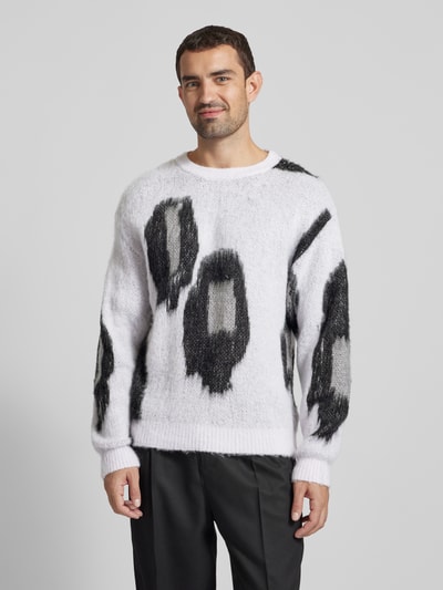 HUGO Gebreide pullover met ronde hals, model 'Seo' Offwhite - 4