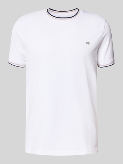 Christian Berg Men T-Shirt mit gerippten Abschlüssen Weiss 2