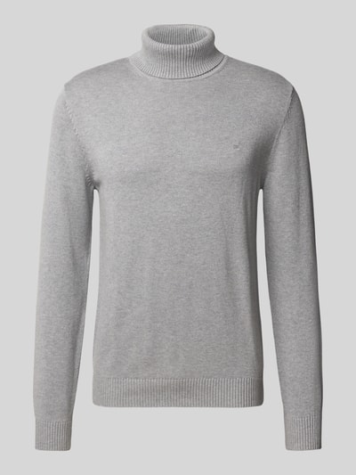 Christian Berg Men Slim fit pullover van een mix van katoen en wol  Lichtgrijs gemêleerd - 2