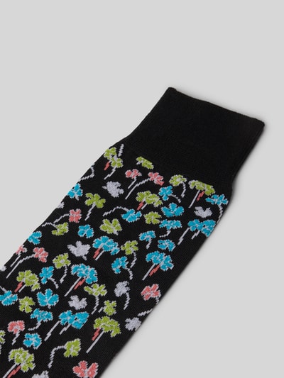 PAUL SMITH Socken mit gerippten Bündchen Modell 'OXALIS FLORAL' Black 2
