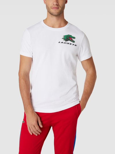 Lacoste T-shirt met labelprint, model 'Croczilla' Wit - 4