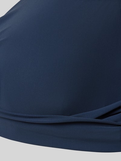 Produktfoto, Bikini-Oberteil mit Knotendetail Modell 'SOLID' von Barts in Dunkelblau, Material-Mix mit Stretch-Anteil, glatte Textur