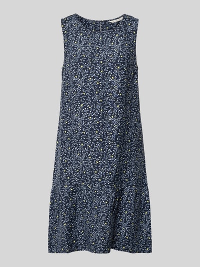 Produktfoto, dunkelblaues A-Linie Freizeitkleid aus Leinen-Viskose-Mix von Tom Tailor für Damen mit floralem Muster und glatter Textur