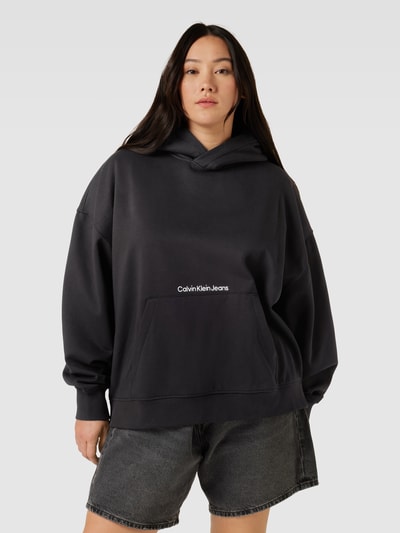 CK Jeans Plus PLUS SIZE hoodie met kangoeroezak Zwart - 4