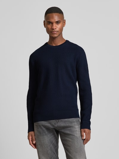 Tom Tailor Regular Fit Strickpullover aus reiner Baumwolle mit Strickmuster Marine 4