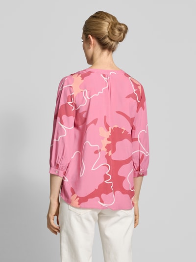 Tom Tailor Loose fit blouse met korte mouwen van pure viscose met all-over motief Felroze - 5