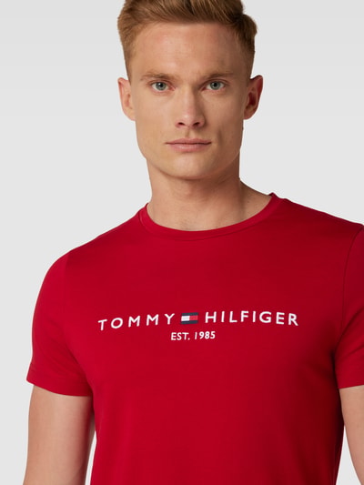 Tommy Hilfiger T-Shirt aus Baumwolle mit Label-Stitching Rot 3