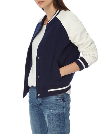 Jake*s Casual Bomber mit Raglanärmeln aus Kontrastmaterial Marine 4