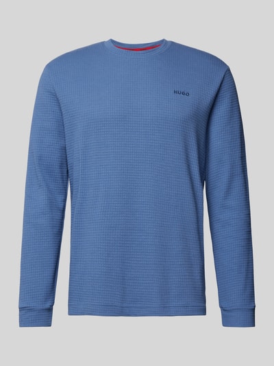 HUGO Longsleeve mit Label-Stitching Modell 'Austin' Jeansblau 1