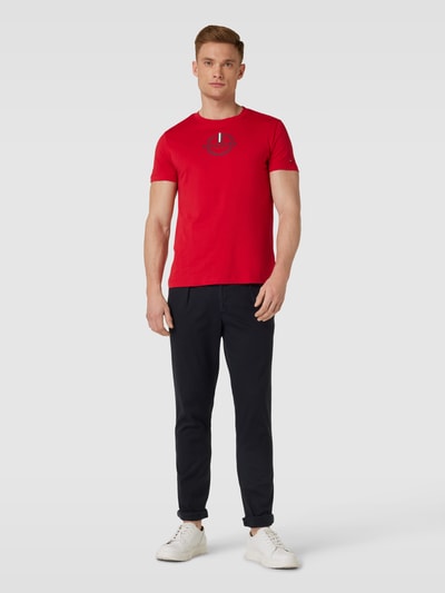 Tommy Hilfiger Slim fit T-shirt met ronde hals Donkerrood - 1