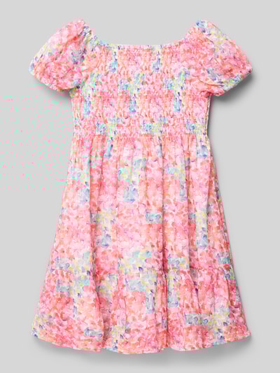DANAMADE Jurk met smokdetails in laagjeslook Felroze - 1