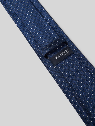 Produktfoto, Krawatte aus Seide im Allover-Look (7,5 cm) von Willen in klassischer Form mit Allover-Look, Label-Detail, blaue Textur, Breite 7 cm.