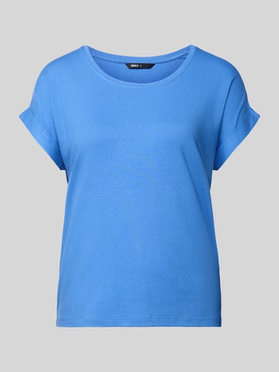 Produktfoto, Regular Fit T-Shirt aus Viskose-Mix Modell 'MOSTER' von Only in Optik: Unifarben, Feinripp, Rundhals, Kurzarm, Ärmelabschluss fixierter Umschlag.