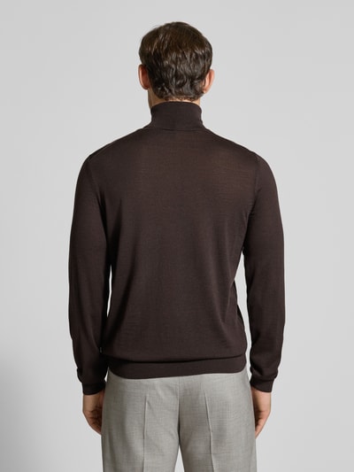 BOSS Regular fit coltrui van pure scheerwol, model 'MUSSO' Donkerbruin - 5
