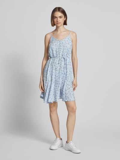 Pieces Getailleerde mini-jurk met tailleband, model 'NYA' Lichtblauw - 1