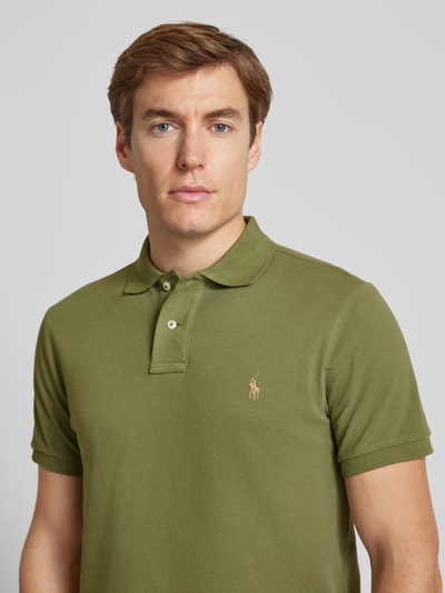 Polo Ralph Lauren Custom Slim Fit Poloshirt mit Label-Stitching Oliv 3