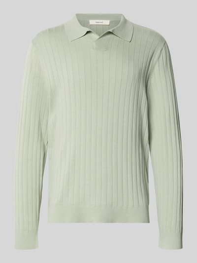 Produktfoto, Loose Fit Koszulka polo z czystej bawełny model 'TORINO' od Selected Homme, efekt: jednolity kolor, prążkowana faktura, długi rękaw, naszywka z logo, kołnierzyk polo, dekolt w serek, zakończenie rękawów: prążkowane, wykończenie materiału: prążki, materiał: czysta bawełna
