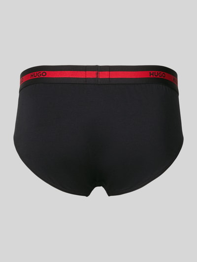 Produktfoto, Slip mit elastischem Logo-Bund im 3er-Pack von HUGO, schwarzer Baumwoll-Mix mit Stretch-Anteil, Unifarbenes-Design