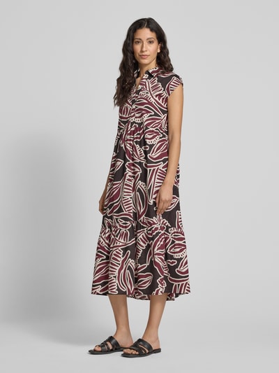 OPUS Midi-jurk met V-hals, model 'Werisa' Donkerblauw - 1