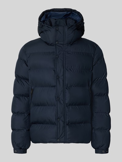 Produktfoto, Regular Fit Steppjacke mit Kapuze Modell 'Omaris' von BOSS Orange in Dunkelblau, horizontale Steppnähte, glatte Textur, Herren Steppjacke von BOSS Orange