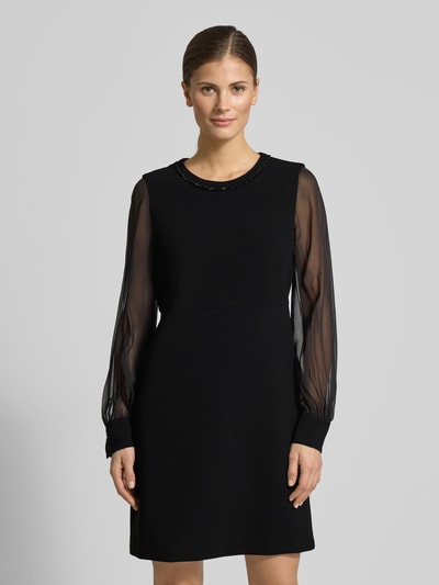 Max Mara Studio Knielanges Cocktailkleid mit semitransparentem Arm Black 4