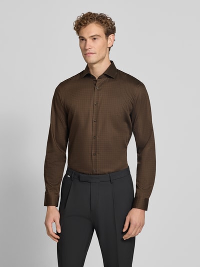 OLYMP No. Six Super Slim Fit Businesshemd aus Baumwoll-Mix Mittelbraun 4