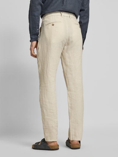 Marc O'Polo Tapered linnen broek met bandplooi, model 'OSBY JOGGER' Beige - 5