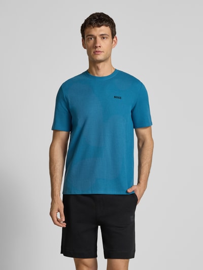 BOSS Regular fit T-shirt van katoenmix  Petrol - 4