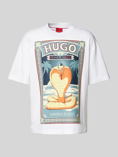 HUGO T-Shirt mit Motiv- und Label-Print Modell 'Dicobri' Weiss 2