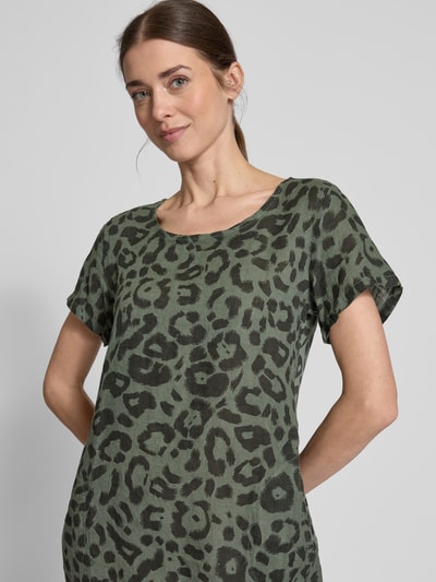 ZABAIONE Minikleid aus Leinen-Mix mit Rundhalsausschnitt Khaki 3