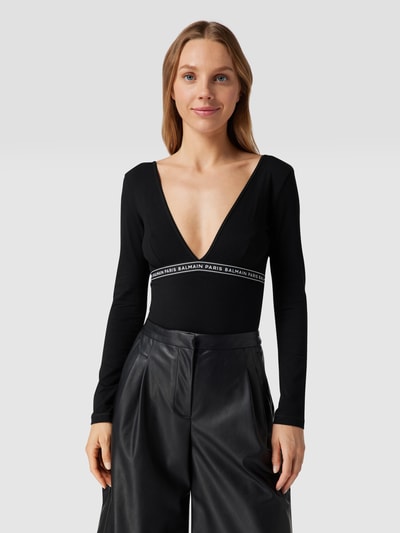 Balmain Body mit V-Ausschnitt Schwarz 4