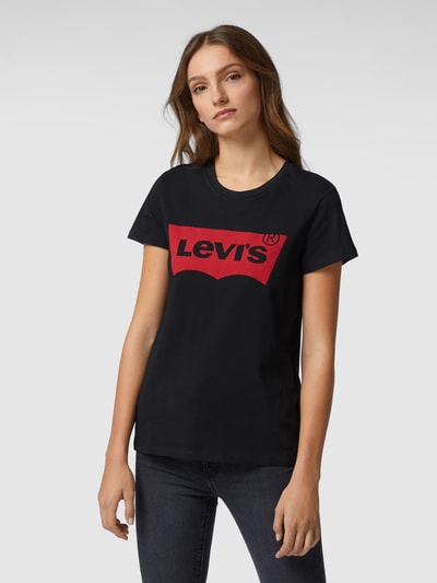 Levi's® T-shirt z nadrukiem z logo w kształcie skrzydła nietoperza  Czarny 4