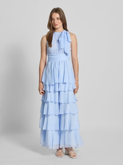 Neo Noir Maxikleid im Stufen-Look Modell 'MARLI SOLID CHIFFON DRESS' Hellblau 4