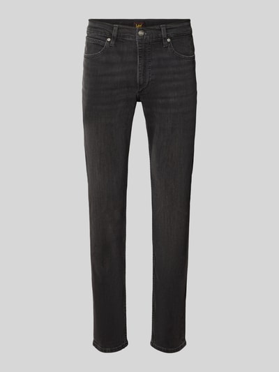 Productfoto, Slim Fit Jeans aus Baumwoll-Mix Modell 'Luke' van Lee, heren slim fit jeans, donkergrijs, rechte pijpen, glad oppervlak