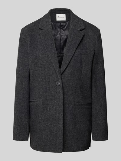 Produktfoto, Blazer mit Woll-Anteil und Reverskragen Modell 'Layla' von My Essential Wardrobe, gerader Schnitt, dunkles Grau, feine Struktur