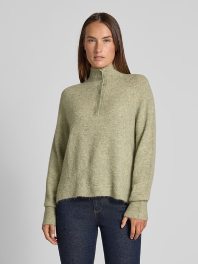 OPUS Gebreide pullover met opstaande kraag en knoopsluiting, model 'Plutton' Mintgroen - 4