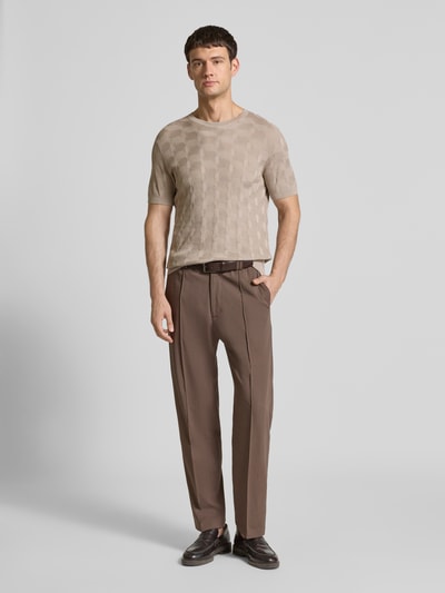 JOOP! Collection Gebreid shirt met ronde hals, model 'Mailon' Lichtbruin - 1