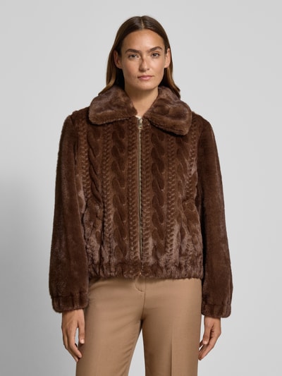Liu Jo White Regular Fit Jacke aus Kunstfell Schoko 4