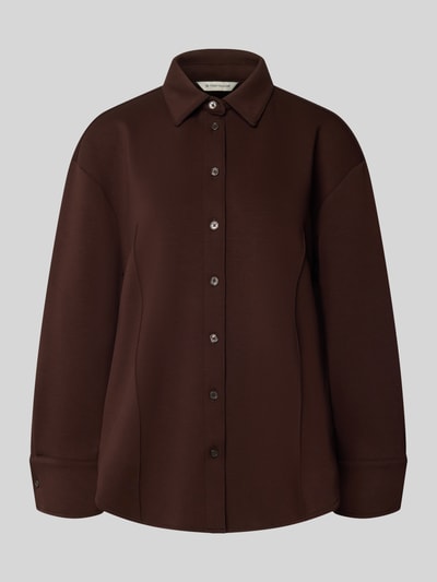 Tom Tailor Regular Fit Longblazer aus Viskosemix Dunkelbraun 1