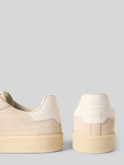 Produktfoto, Low Top Sneaker aus Rindsleder-Textile-Mix von Tamaris, beżowy, unifarben, okrągły nosek, płaska podeszwa, efektowna faktura, strukturyzowana podeszwa, detale z weluru i gładkiej skóry, tłoczone logo